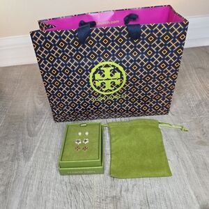 Tory Burch Stud Earrings with Gift Bag New